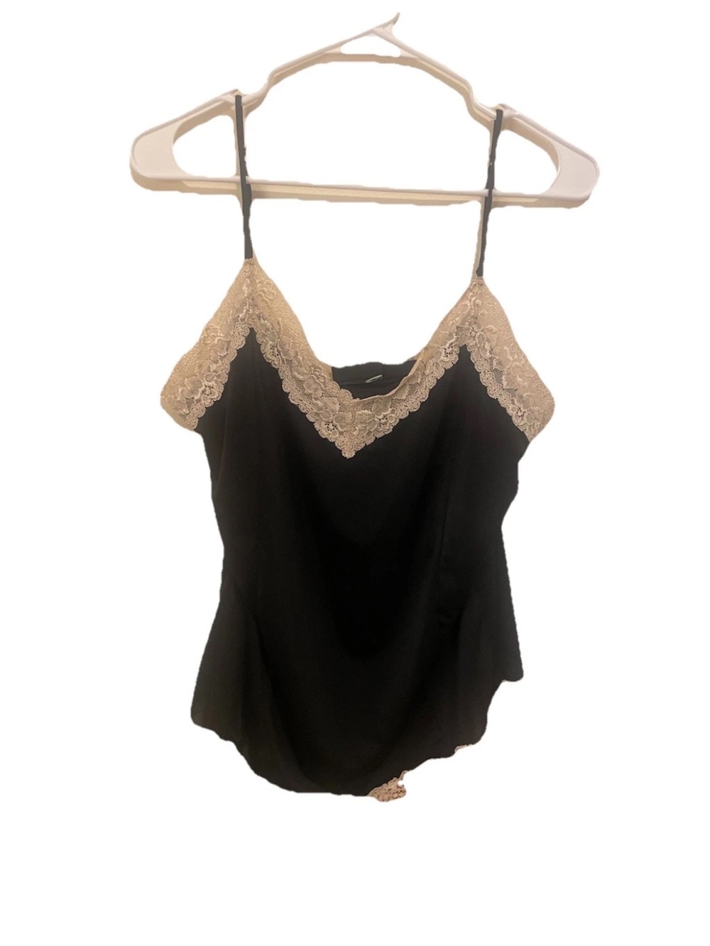 VTG The Limited Black Lace-Trim Satin Cami with Beige Lace Accents Sexy